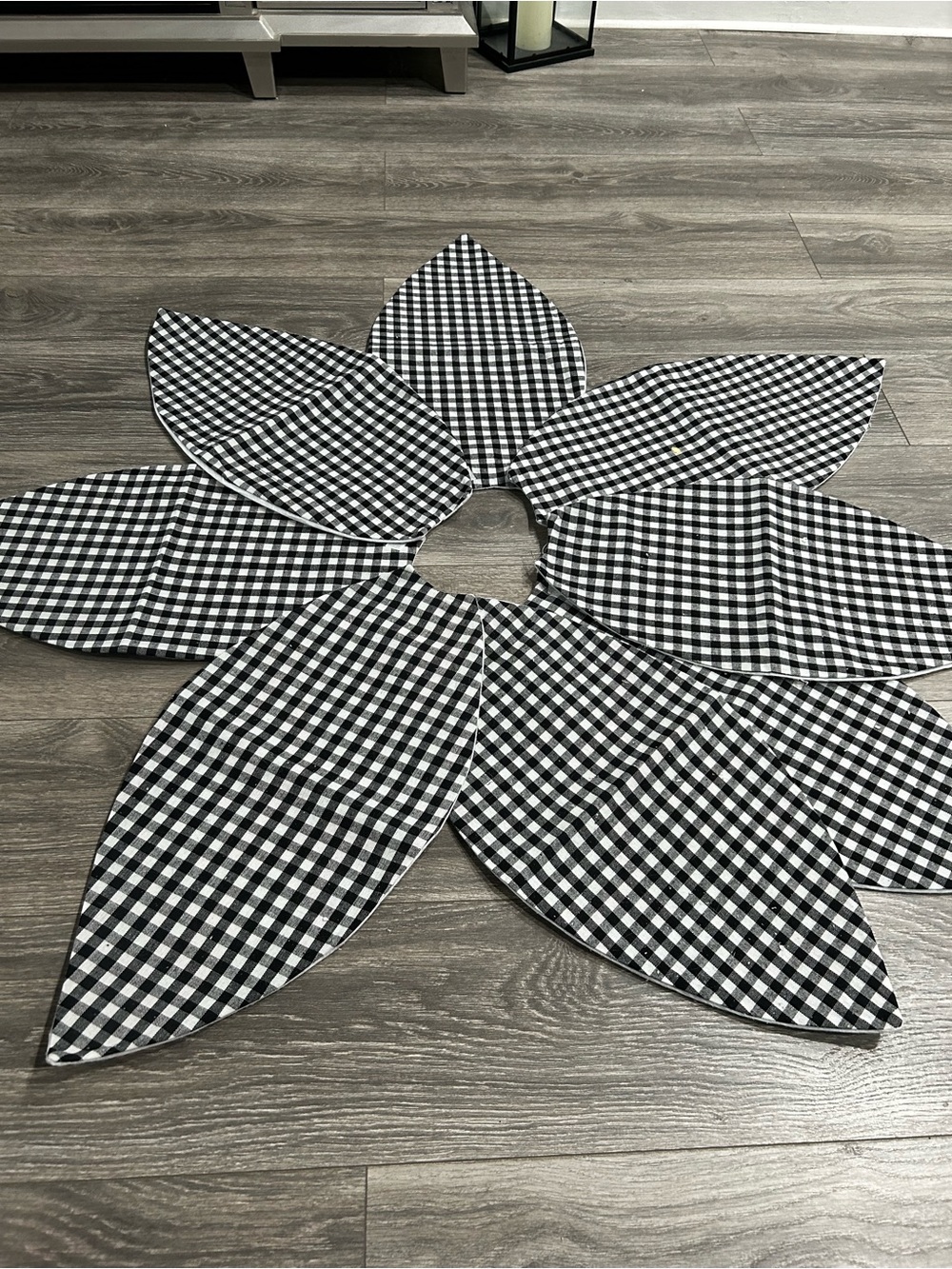 Black & White Gingham Petal Tree Skirt